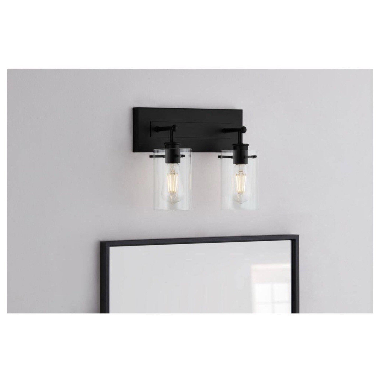 Hampton Bay DSHD19574V1 Regan 12.75 in 2-Light Matte Black Bathroom Vanity Light