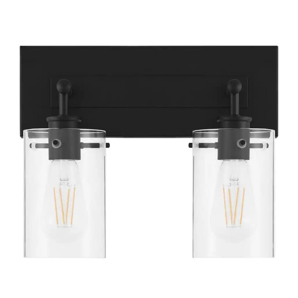 Hampton Bay DSHD19574V1 Regan 12.75 in 2-Light Matte Black Bathroom Vanity Light