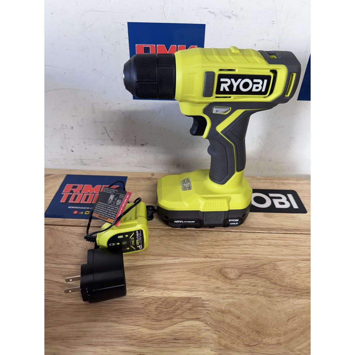 Ryobi PCL201 18V ONE+ 3/8 in Drill Driver Kit 2.0 Ah Battery Charger Open Box