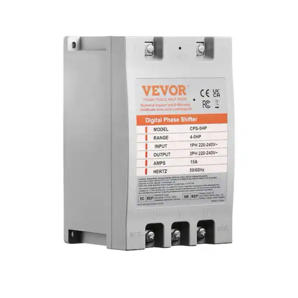 Vevor Digital Phase Shifter Model CPS-5HP 15A 220V Single-3 Phase Converter