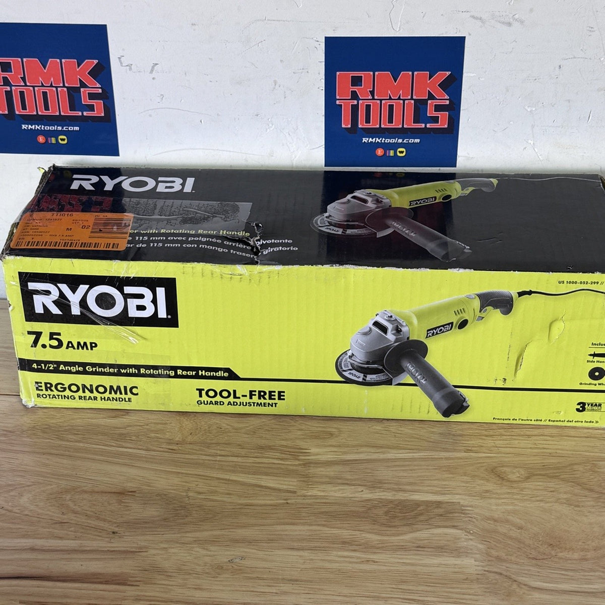 Ryobi AG454 CORDED 7.5 Amp 4-1/2 in Angle Grinder Tested Retail Box
