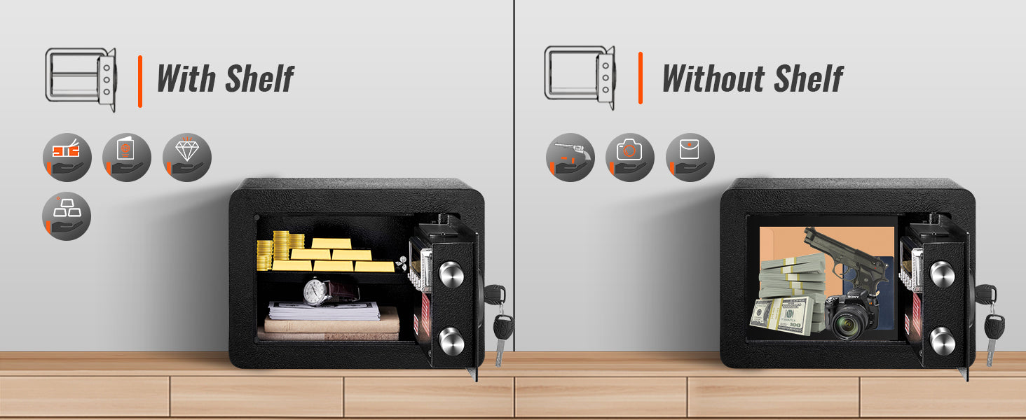 SucceBuy 1.2/0.5 Cubbic Fit Electronic Safe Deposit Safe Box W/ Digital Access & Override Keys for Money Gun Jewelry Document