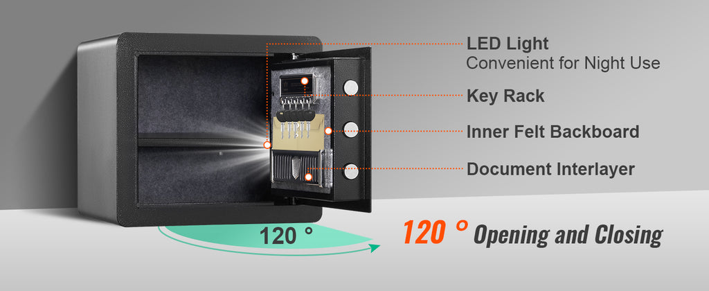 SucceBuy 1.2Cubic Feet Electronic Safe Deposit Safe Box W/ Digital Access & Override Keys for Money Gun Jewelry Document Home