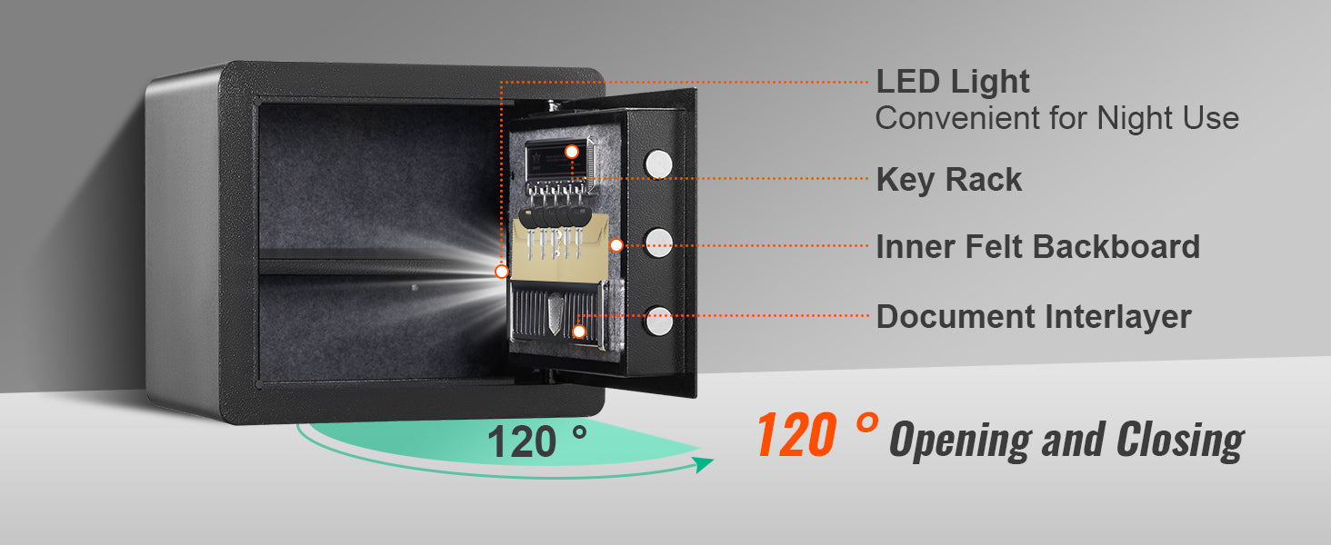 SucceBuy 1.2Cubic Feet Electronic Safe Deposit Safe Box W/ Digital Access & Override Keys for Money Gun Jewelry Document Home