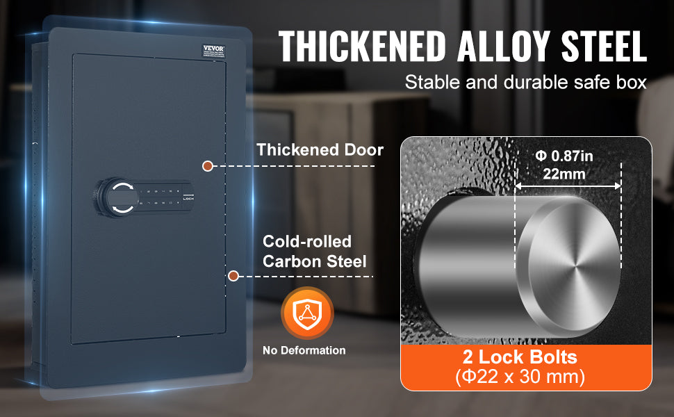 SucceBuy Tall Wall Safe 3/4-Tier Hidden Wall Safe w/ Keypad Q235 Cold-Rolled Steel In Wall Safe for Money Jewelry Passport Home